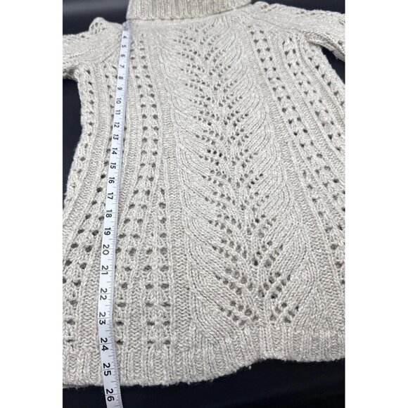 SLEEPING ON SNOW Women’s Cream Eldora Wool Blend Turtleneck Chunky Sweater Sz S - Picture 9 of 9